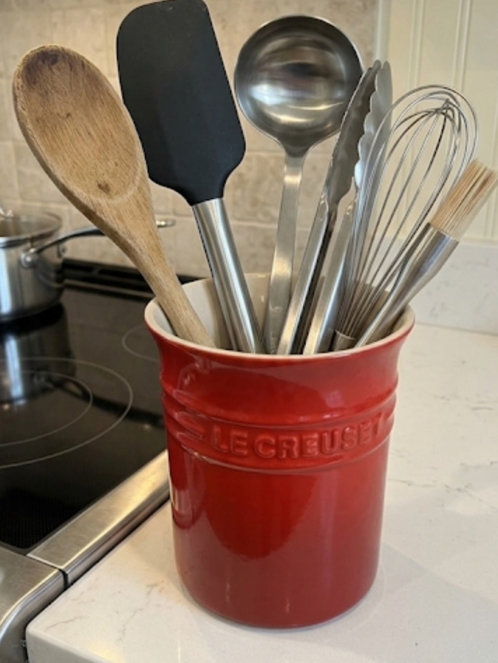 Le Creuset Cherry Red (Cerise) Stoneware Durable Kitchen Utensil Holder